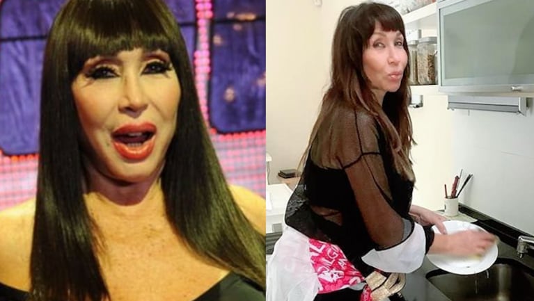 La divertida foto de Moria Casán lavando los platos con blooper incluido.