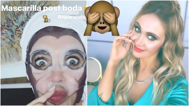 La divertida mascarilla de Melina Pitra para cuidar su piel (Fotos: Instagram Stories e Instagram)