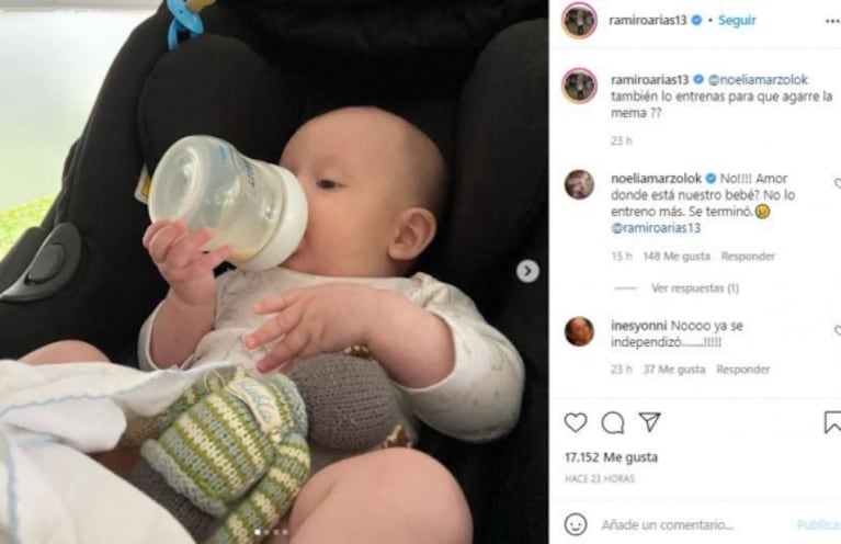 La divertida reacción de Noelia Marzol al ver a su hijo tomando la mamadera solo: "¿Dónde está nuestro bebé?"
