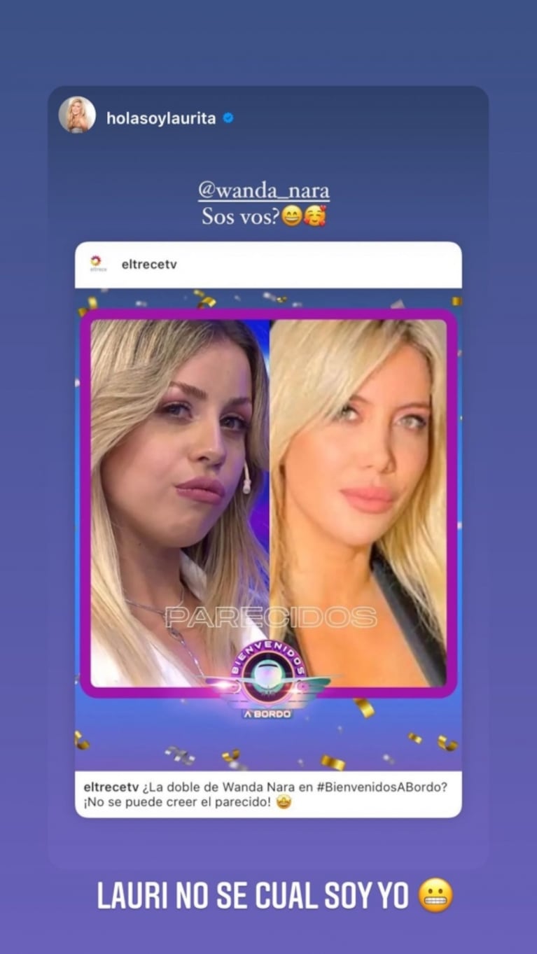 La divertida reacción de Wanda Nara al ver a su doble en los Parecidos de Bienvenidos a bordo: "No sé cuál soy yo"