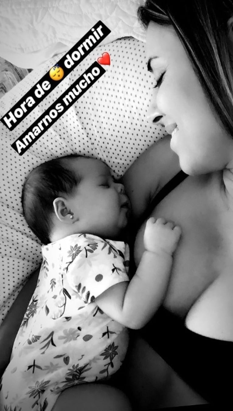 La dulce foto de Mariana Brey con su beba, a casi un mes de su nacimiento: "Hora de dormir, nos amamos mucho"