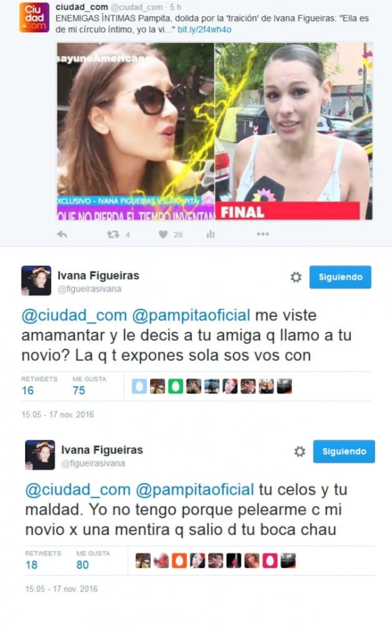 La durísima réplica de Ivana Figueiras a Pampita: "Te exponés sola con tus celos y tu maldad"