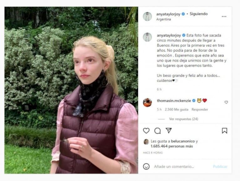 La emoción de Anya Taylor-Joy por su regreso a la Argentina: “No podía parar de llorar”