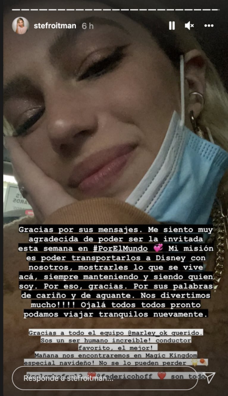 La emoción de Stefi Roitman por haber viajado a Disney con Marley y Mirko: "Nos divertimos mucho"