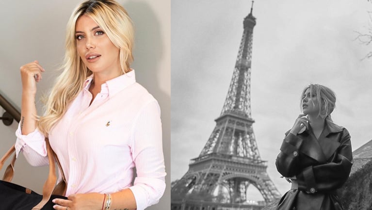 La emoción de Wanda Nara al fotografiarse con la Torre Eiffel.