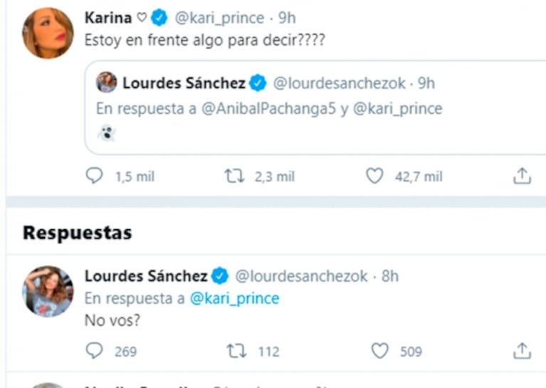 ¡La encaró! Picantísimo cruce de Karina con Lourdes Sánchez en Twitter durante el Cantando: "Estoy enfrente, ¿algo para decir?"