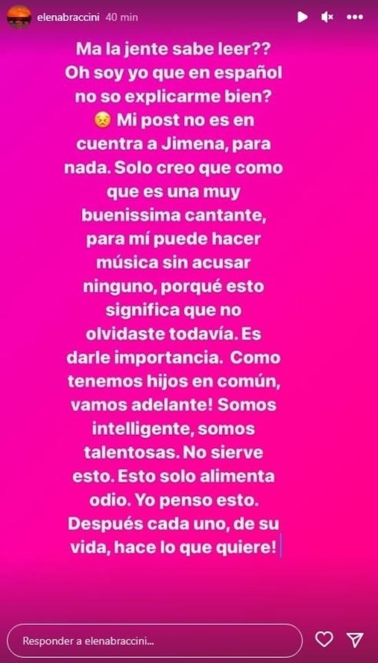 La ex de Daniel Osvaldo se defendió de las críticas por saludar a Gianinna Maradona en su cumpleaños y habló de Jimena Barón: "Ella puede hacer música sin acusar a otro"