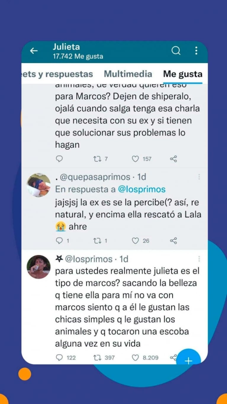 La ex de Marcos, durísima con Julieta de Gran Hermano en las redes sociales