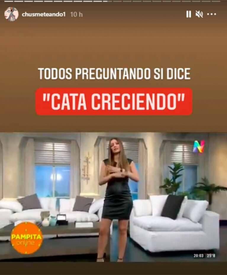 La explicación de Pampita sobre si se le 'escapó' el nombre de su beba al aire: "Quise decir 'acá está' y me salió 'Cata' en pampeano"