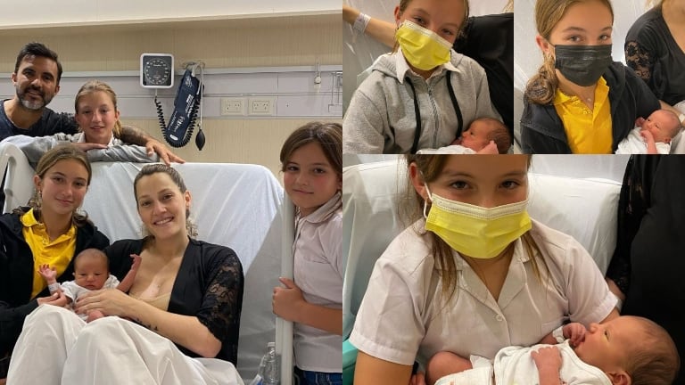 La felicidad de Cubero luego de que sus hijas con Nicole Neumann conocieron a su hermanito (Fotos: Instagram)