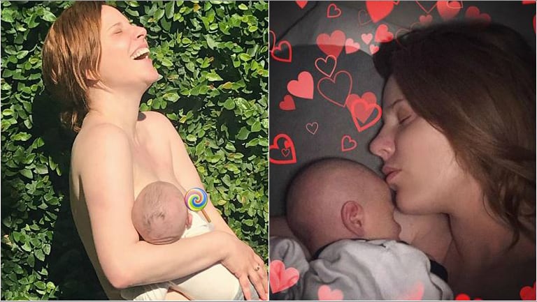 La foto de Agustina Kämpfer, súper tierna y al natural amamantando a su hijo: Relax que el sol y la brisa se ocupan...