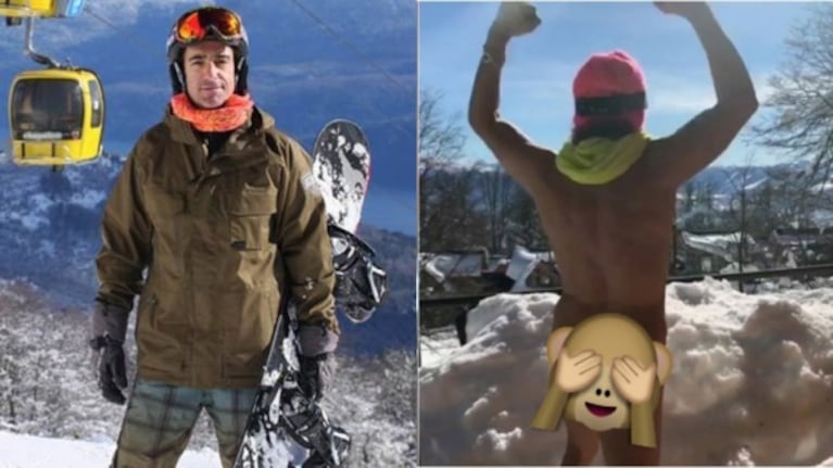 La foto de Favio Posca al desnudo en pleno temporal de nieve