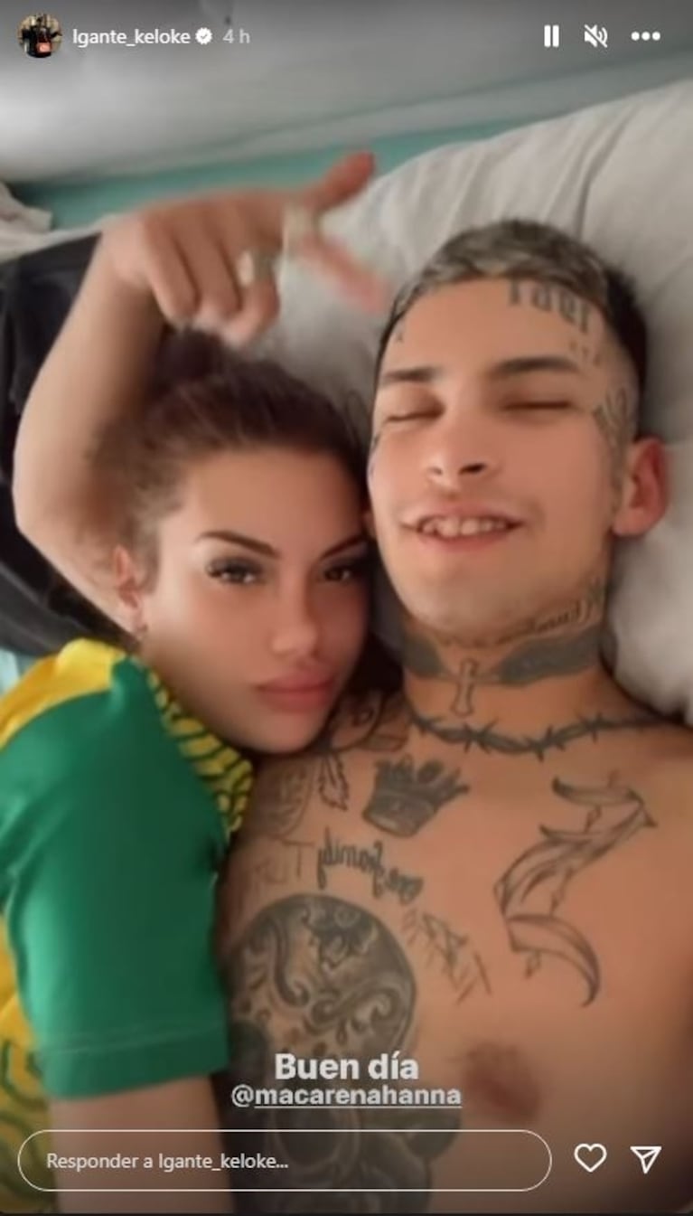 La foto de L-Gante en la cama con una mujer después de que Tamara Báez presentara a su nuevo novio: "Buenos días"