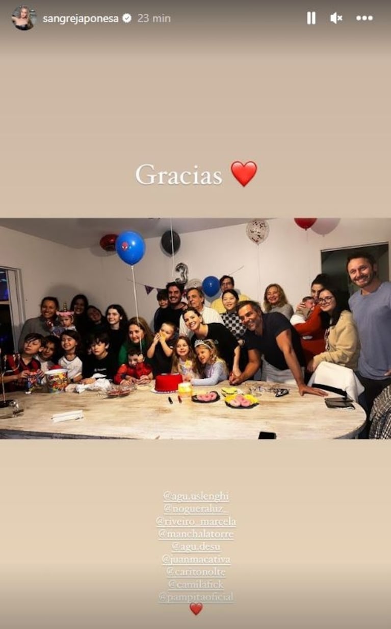 La foto de la China Suárez, Pampita y Benjamín Vicuña en el cumpleaños de Amancio