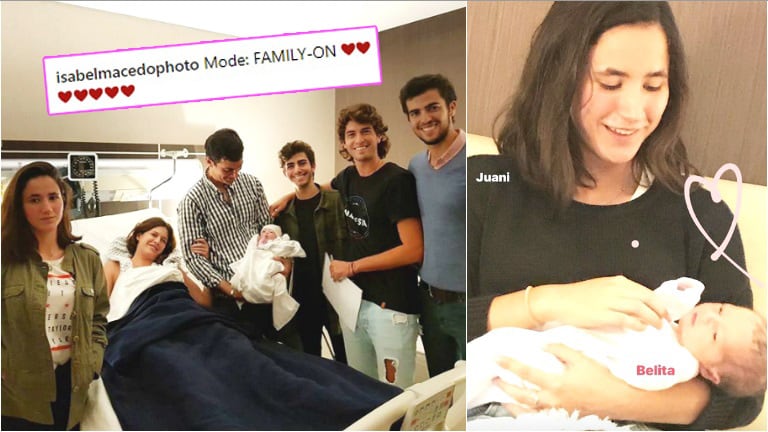 La foto de la primera hija de Isabel Macedo y Urtubey junto a sus hermanos (Fotos: Instagram y Captura de Instagram Stories)