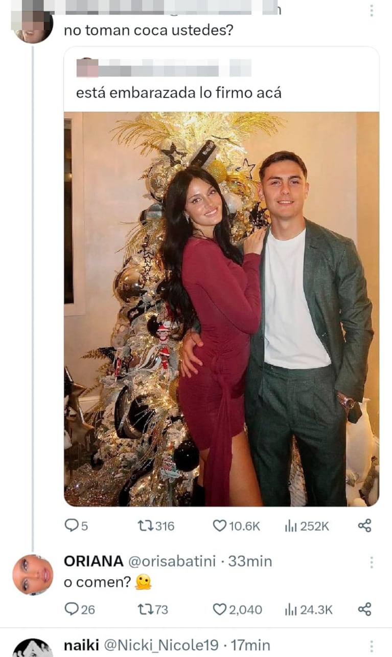 La foto de Oriana Sabatini con Paulo Dybala que despertó el rumor de embarazo: la reacción de la cantante