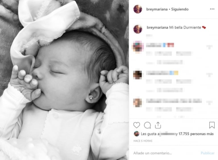 La foto más dulce de la beba de Mariana Brey, a un mes de su nacimiento: "Mi bella durmiente"