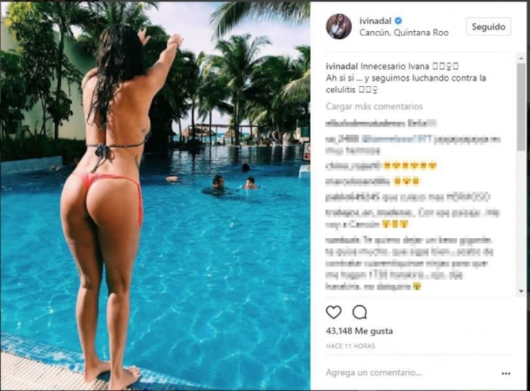 La foto súper hot de Ivana Nadal con un frase ¿polémica?: "Seguimos luchando contra la celulitis"