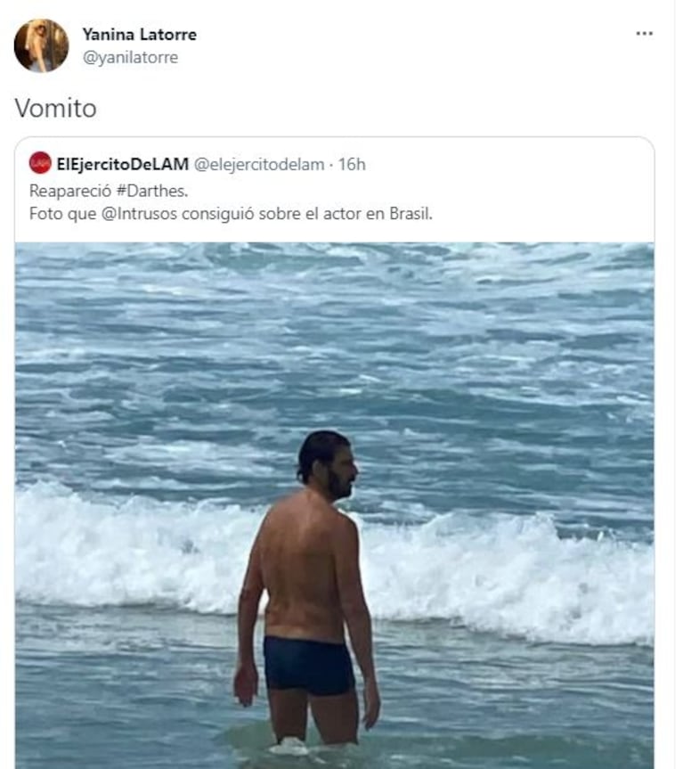 La fuerte reacción de Yanina Latorre al ver a Juan Darthés disfrutando de la playa: "Vomito"