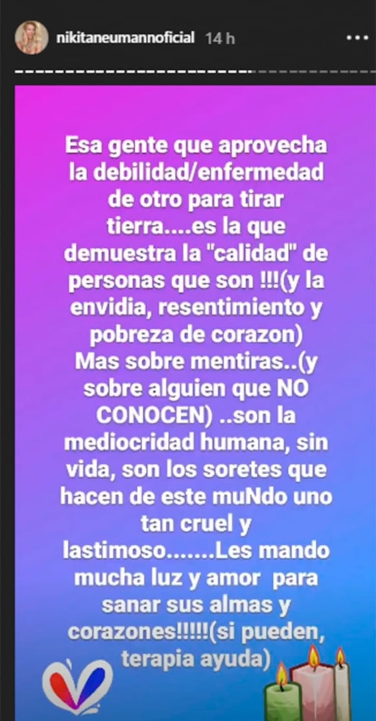 La furiosa catarsis de Nicole Neumann por las críticas que recibió al contar que tiene Covid: "Soretes, son la mediocridad humana"