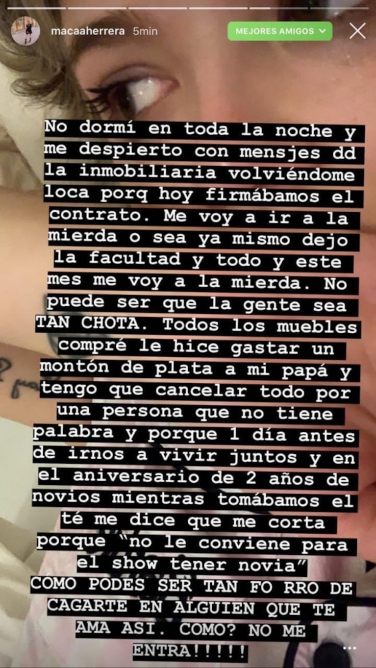 La grave acusación de la novia de Alexander Caniggia que luego borró: "Si no es maltrato psicológico, ¿qué es?"