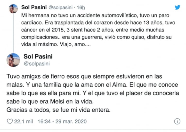 La hermana de Melody, la novia de Ricardo Centurión, la despidió con un conmovedor mensaje: "Era una guerrera"