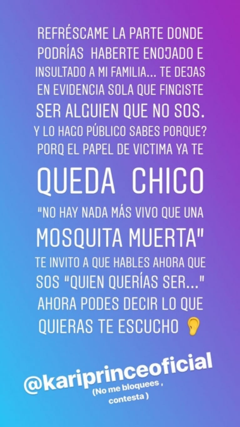 La hermana del Kun Agüero volvió a disparar contra La Princesita: "El papel de víctima ya te queda chico"