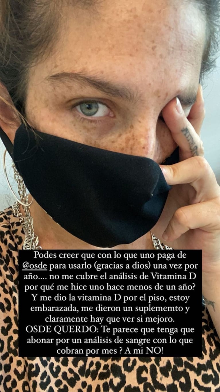 La indignación de Juana Repetto con su prepaga, que no le cubre un examen de sangre: "¡Con lo que uno paga!"