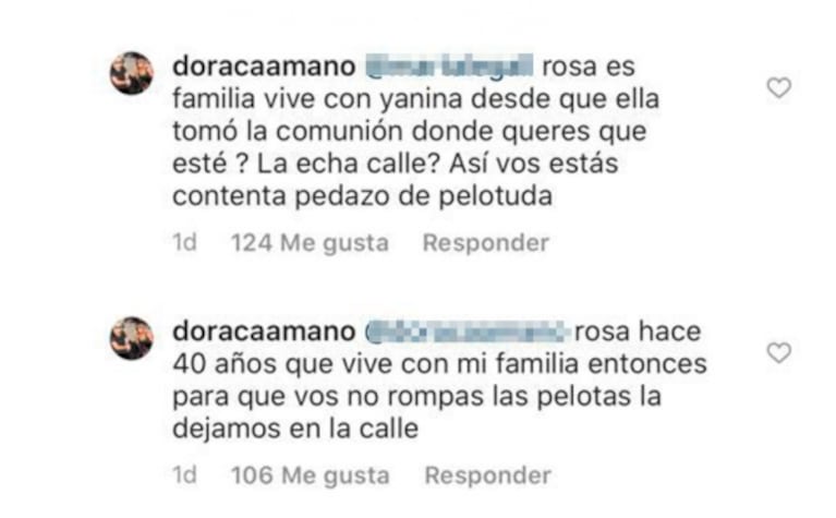 La madre de Yanina cruzó fuerte a una seguidora que cuestionó por qué trabajaba la empleada en la casa de Latorre: "Pedazo de pel..."