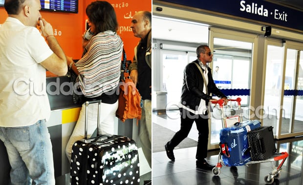 La Niña Loly habla por celular mientras hace el check in, Jorge Rial ingresa a la terminal. (Fotos: Jennifer Rubio - Ciudad.com)