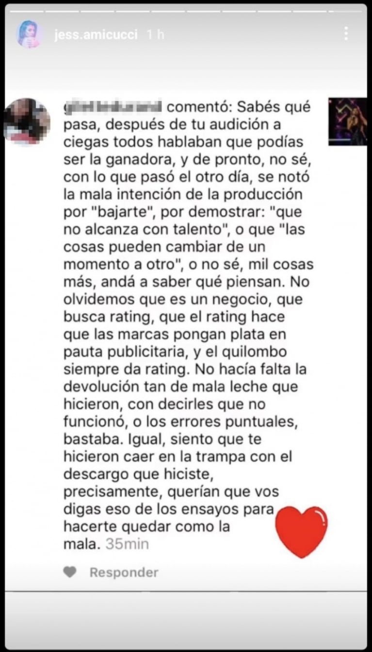 La participante de La Voz Argentina de la polémica lanzó furiosos mensajes contra Mau y Ricky: "Hay cosas que no puedo decir por contrato"