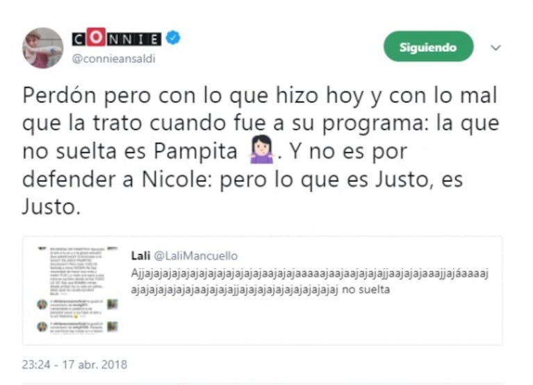 La picante reacción de Nicole Neumann luego de que sus hijas saludaran a Viciconte en el programa de Pampita