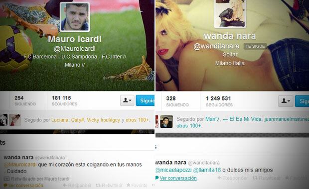 La primera charla romántica de Wanda Nara y Mauro Icardi en Twitter