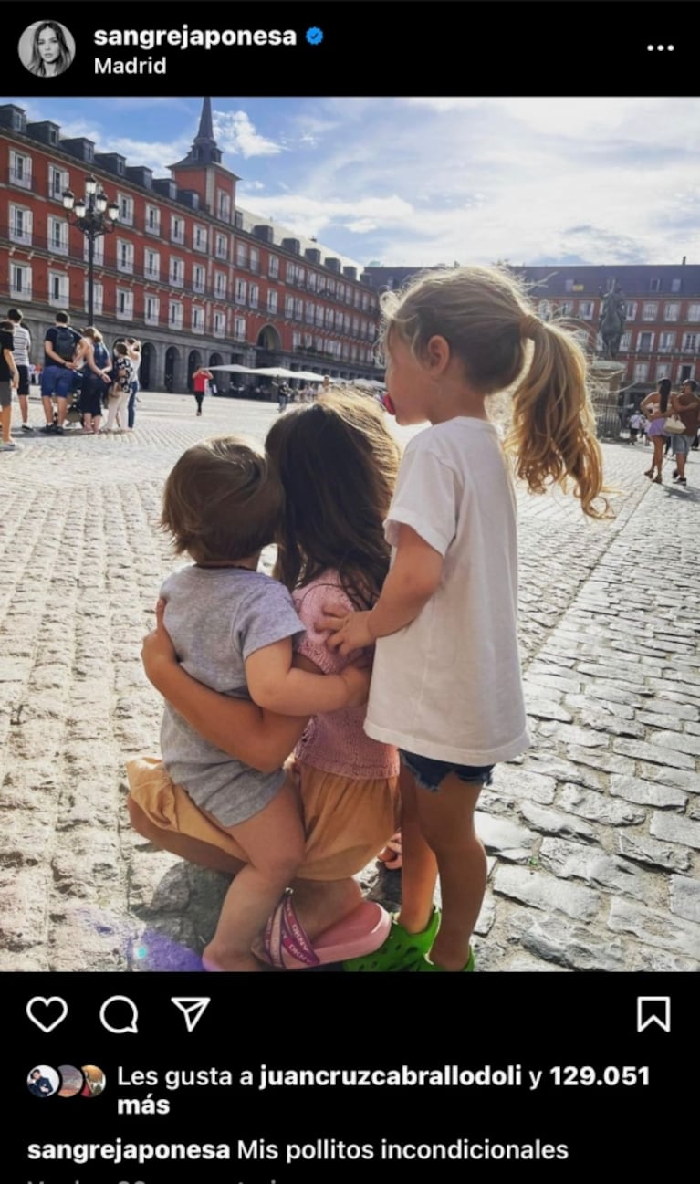 La primera foto de China Suárez en España con sus hijos a tres semanas de separarse de Benjamín Vicuña: “Mis pollitos incondicionales”