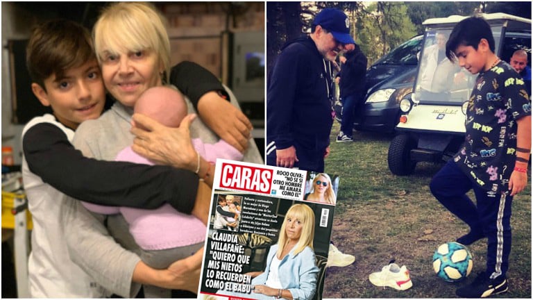 La primera nota de Claudia Villafañe tras la muerte de Diego Maradona (Fotos: revista Caras e Instagram)