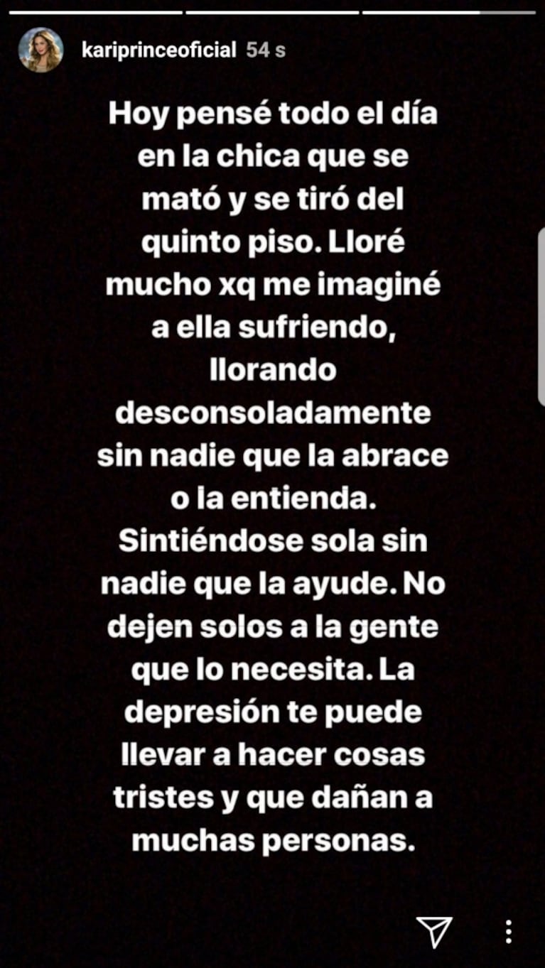 La profunda reflexión de La Princesita tras el suicido de Rocío Gancedo: "Lloré mucho porque me la imaginé sufriendo; no dejen solos a la gente que lo necesita"