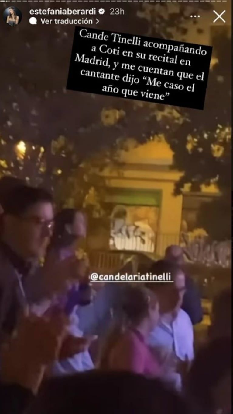 La propuesta de casamiento de Coti Sorokin a Cande Tinelli en pleno show desde Madrid