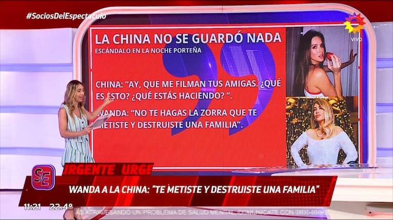 La reacción de la China Suárez contra Wanda Nara.