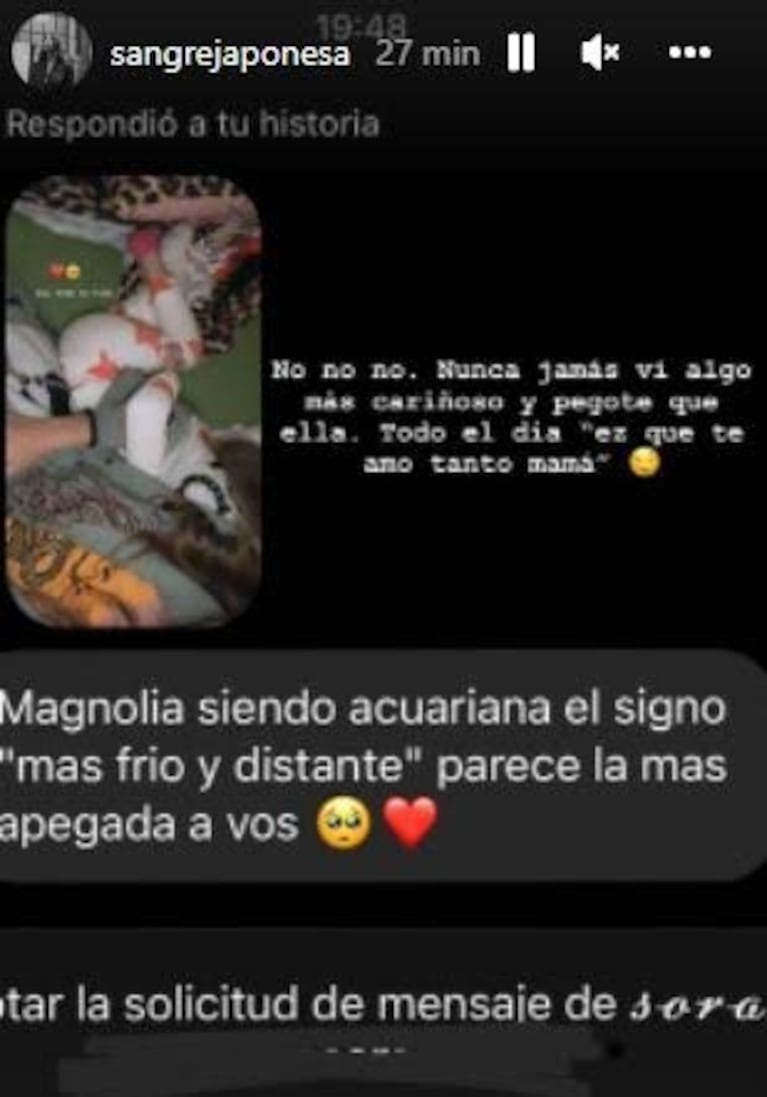 La respuesta de China Suárez cuando le dijeron que Magnolia es muy apegada a ella