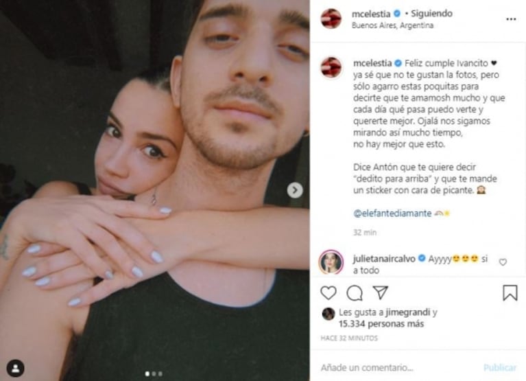 La romántica declaración de amor de Celeste Cid a su novio, Iván Pierotti: "Cada día que pasa puedo quererte mejor"