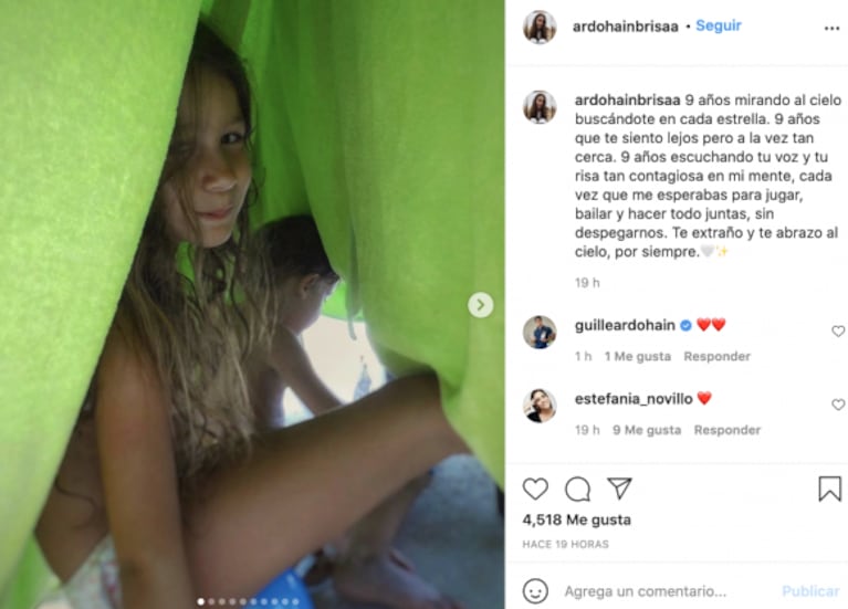 La sobrina de Pampita le dedicó a Blanca un conmovedor posteo: "9 años mirando al cielo y buscándote en cada estrella"