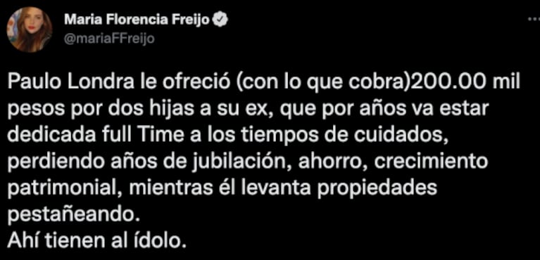 La suma de dinero que Paulo Londra le habría ofrecido a su ex por la manutención de sus hijas: "Ahí tienen al ídolo"