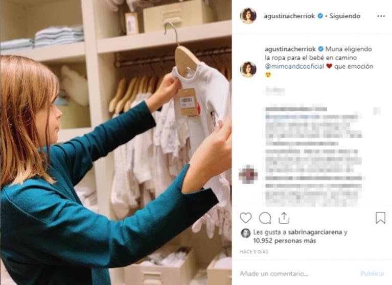 La tierna foto de la hija de Agustina Cherri: "Qué emoción, Muna eligiendo la ropa para el bebé en camino"