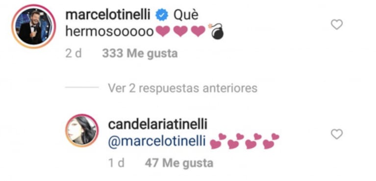 La tierna reacción de Marcelo Tinelli ante un posteo de Candelaria cantando con Coti Sorokin: "¡Qué hermoso!"