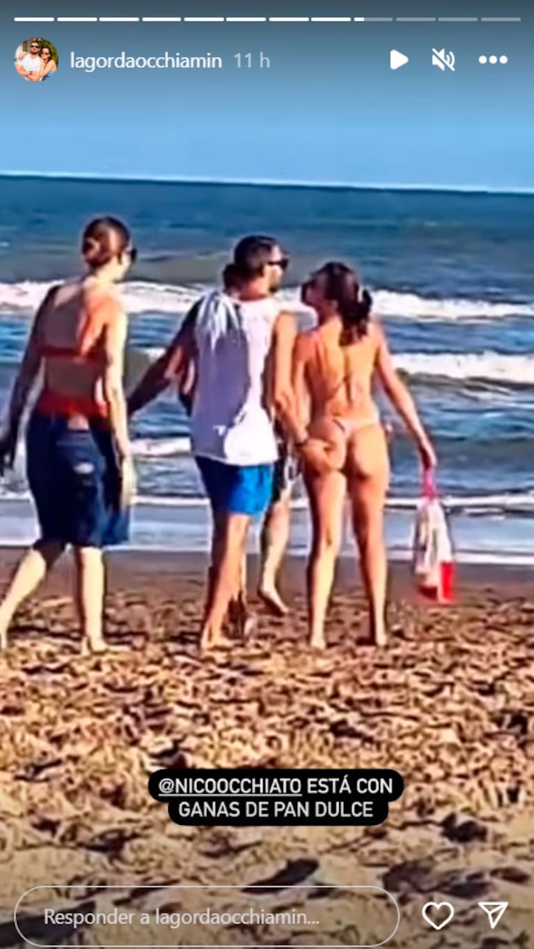 La tremenda mano indiscreta de Nico Occhiato a Flor Jazmín Peña en la playa: el video