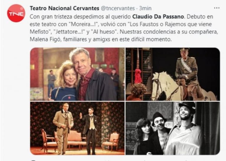 La tristeza de Ricardo Darín por la muerte de Claudio Da Passano