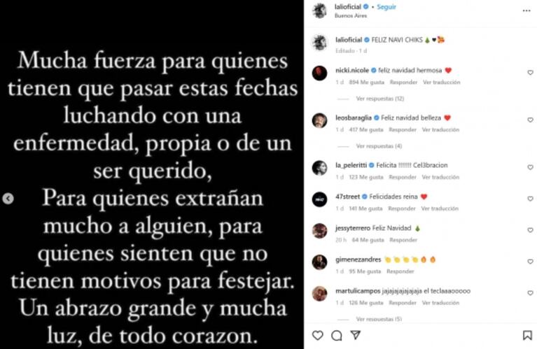 Lali Espósito Abrió Su Corazón Por Las Fiestas Y Conmovió A Sus Seguidores Con Un Mensaje 0331