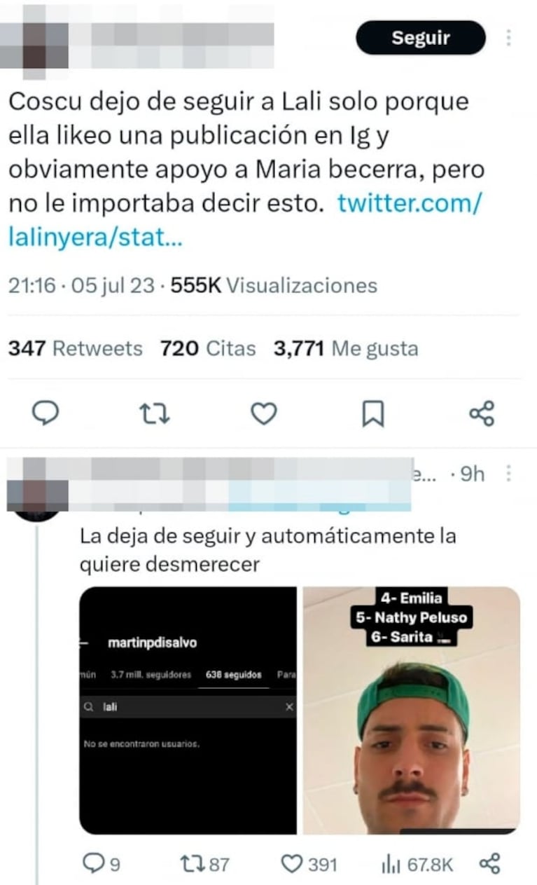 Lali Espósito arremetió contra Coscu por sus opiniones machistas y salió a la luz un repudiable video del streamer