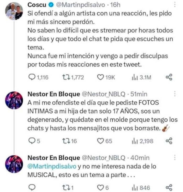 Lali Espósito arremetió contra Coscu por sus opiniones machistas y salió a la luz un repudiable video del streamer