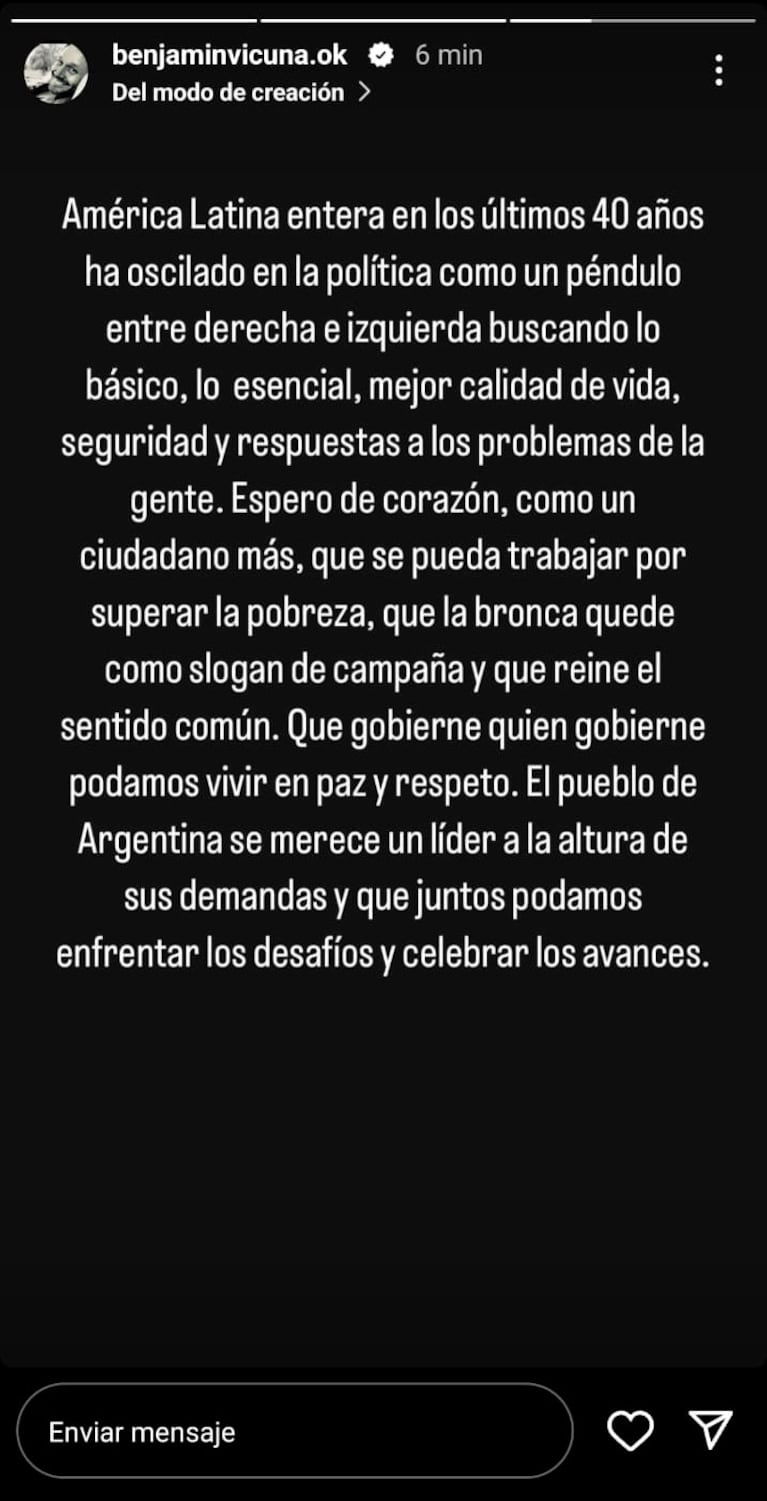 Las contundentes reflexiones de China Suárez y Benjamín Vicuña tras el triunfo electoral de Javier Milei